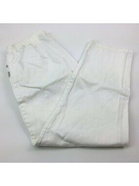 Blassport Womens White Colored Denim Capris Elastic Waist Summer Size 12